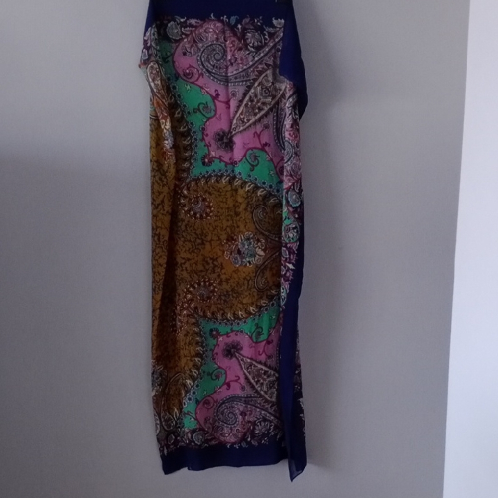 "Etro" Milano ,100% silk ,Multicolor Paisley Scarf 1.40-1.34cm